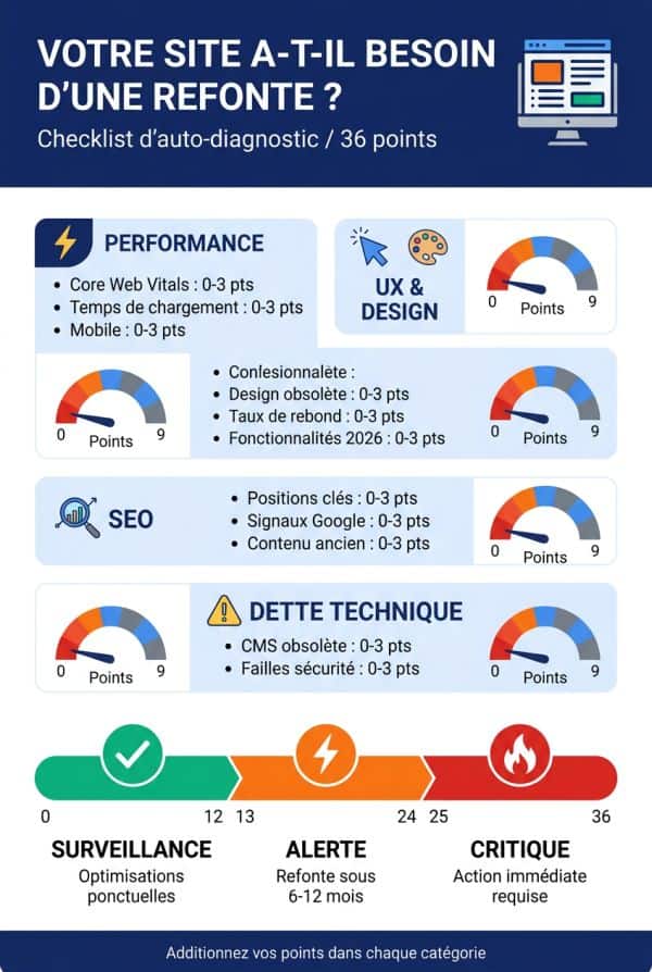 La checklist d'auto-diagnostic scorée (0-36 points)