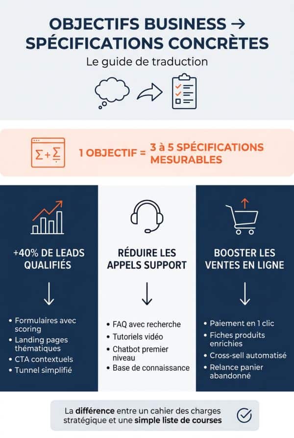 Traduire les objectifs business en spécifications concrètes